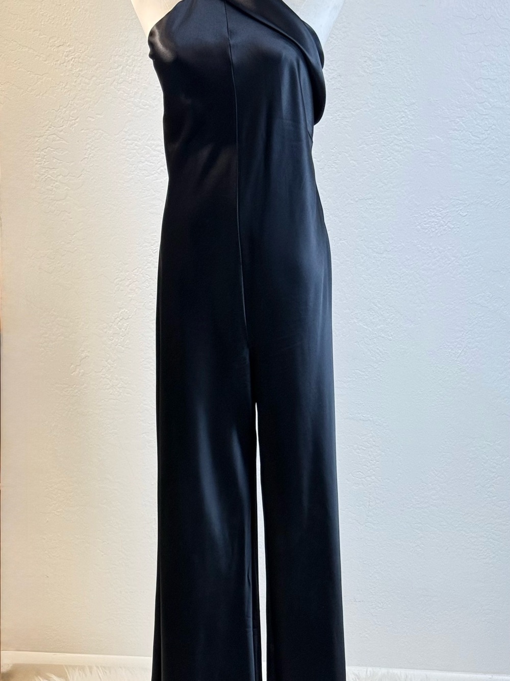 Galvan London Black Sienna Halter Satin Sash Tie Neck Wide Leg Jumpsuit luxury - Picture 15 of 16